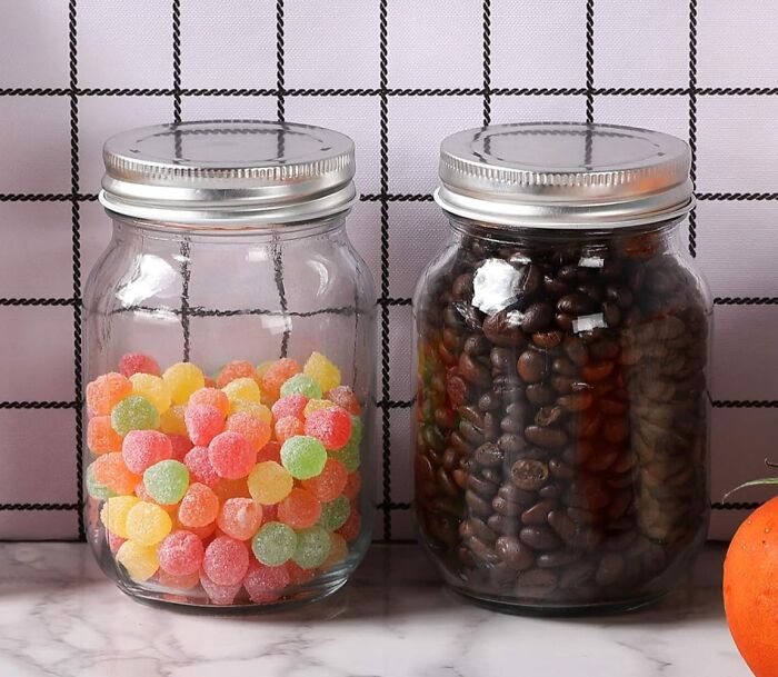 Jars filled with colorful candy and coffee beans, enhancing Nye Hosting Tips.