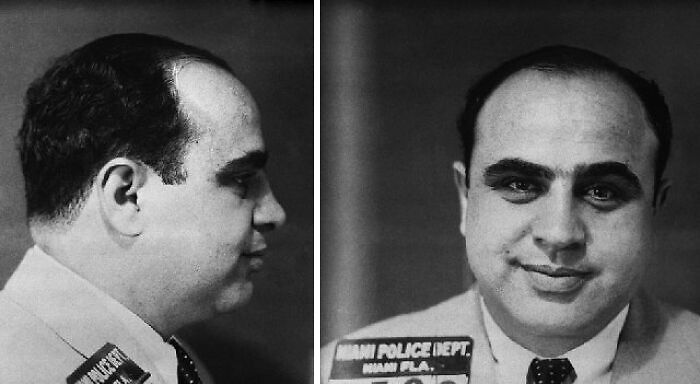 Headshots of a man in a police lineup, showcasing rare everyday facts.