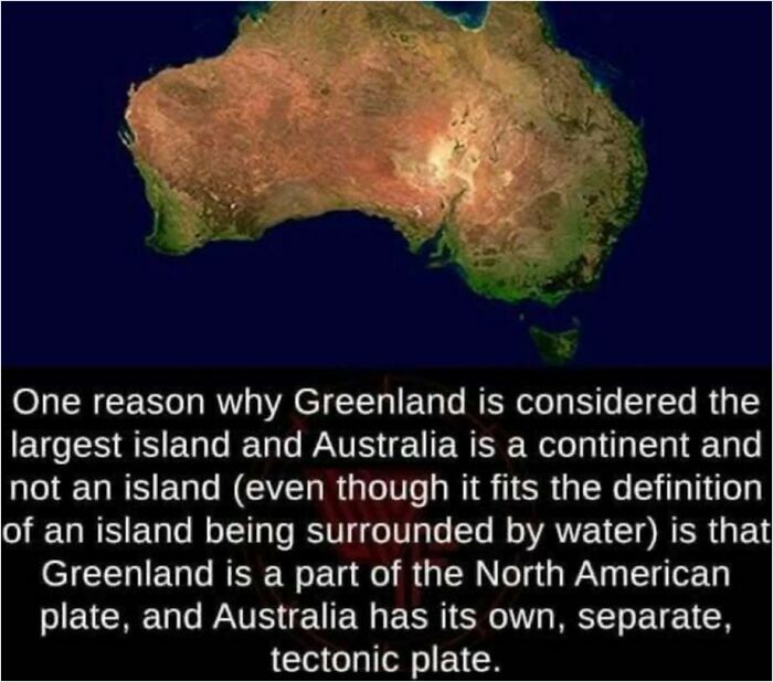 Satellite view of Australia with text explaining differences in tectonic plates, emphasizing how everything works.