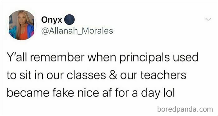 Funny post about teachers acting nice when principals visit class.