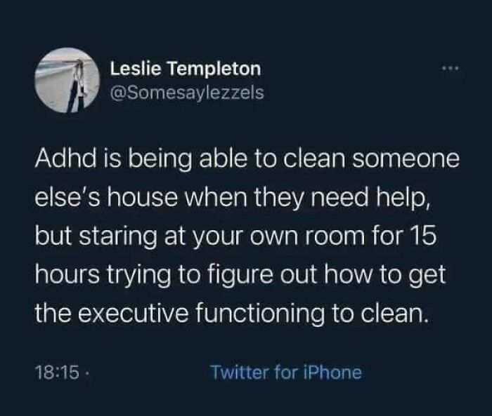 Tweet about ADHD highlighting executive function challenges, humorously relatable for those with a spicy brain.