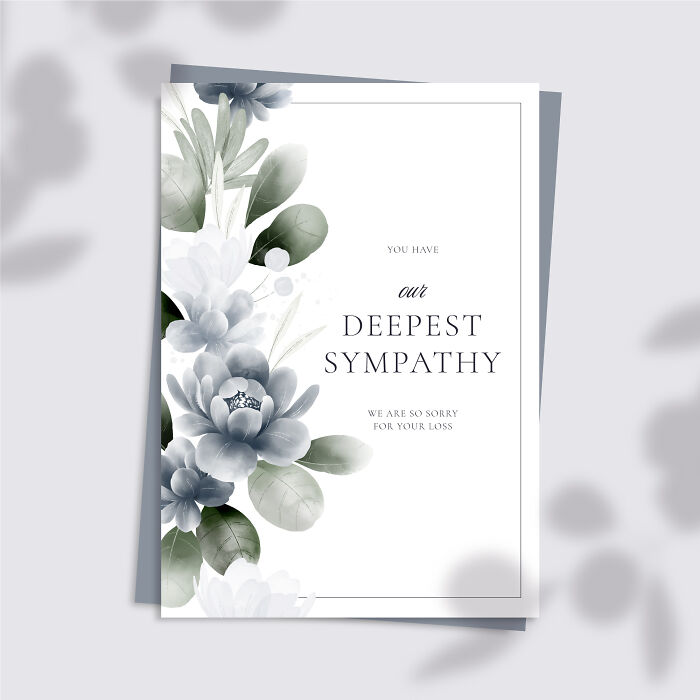 Sympathy card with floral design, featuring "Deepest Sympathy" text, relevant to different travel situations.