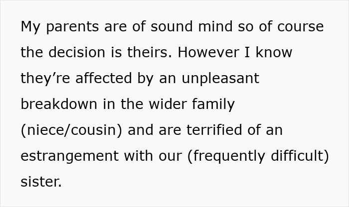 Text discussing family decisions and dynamics affecting old parents and children during Christmas.