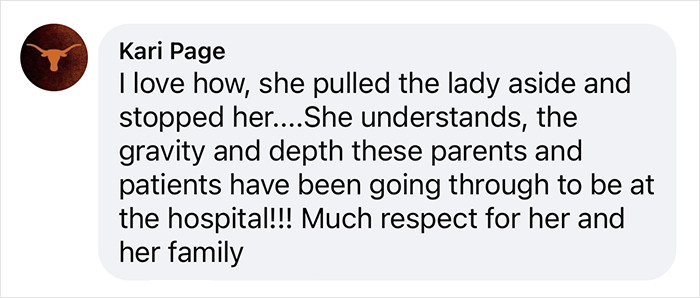 Comment praising Taylor Swift for being considerate at a children's hospital visit.