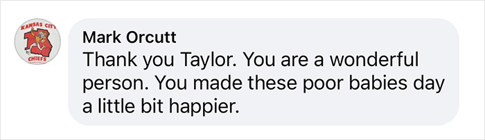 Text thanking Taylor Swift for brightening children\'s day at a hospital.