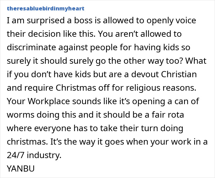 Woman Calls Out Discrimination After She’s Forced To Cover For Colleagues With Kids On Xmas