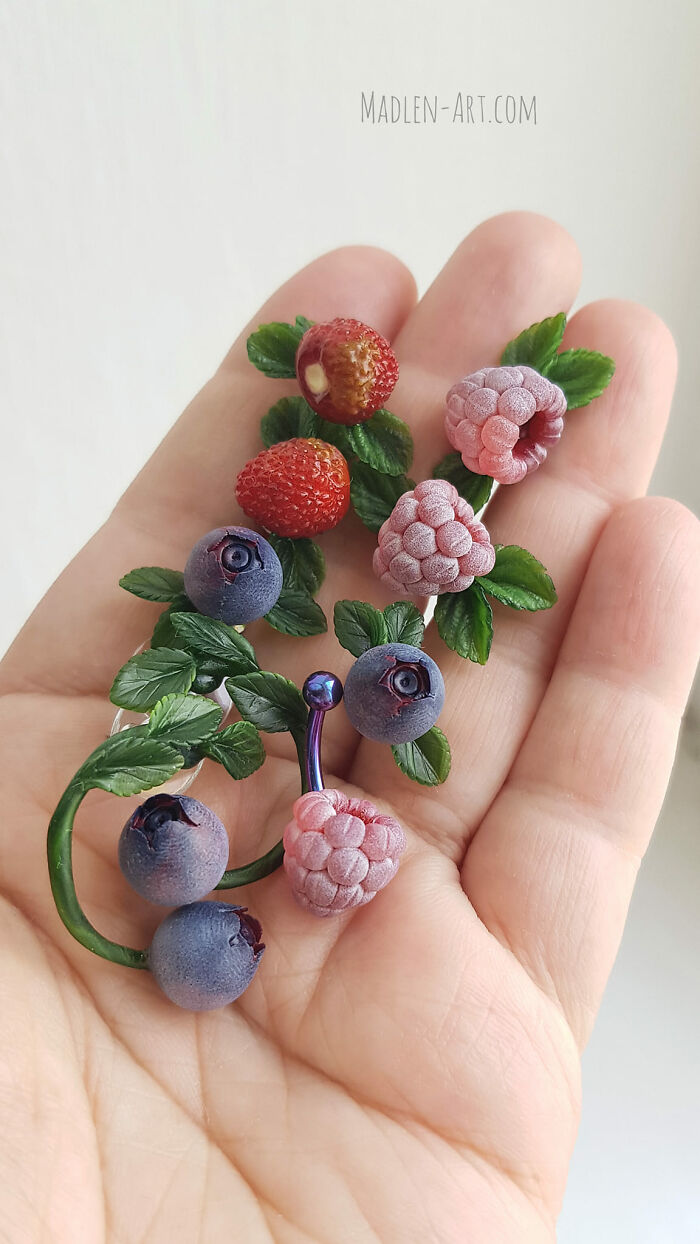 Fairies Berry Earrings And Bellyring Made By Me From Polymerclay And Titanium