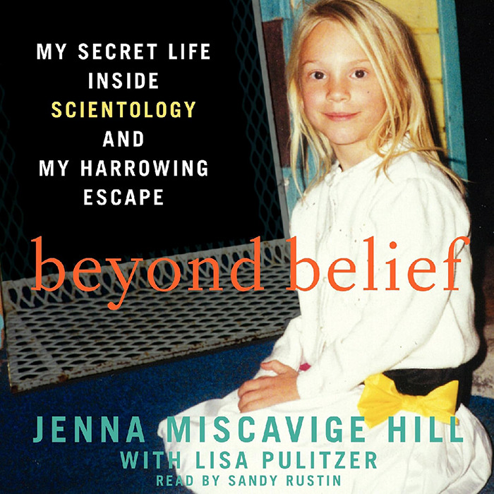 Cover of "Beyond Belief" by Jenna Miscavige Hill, featuring her childhood photo related to Scientology experiences.