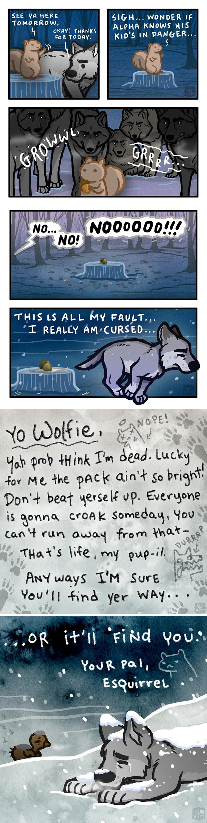 Comic by Kitty Moon featuring Turkey and Wolf in a heartfelt and emotional scene.