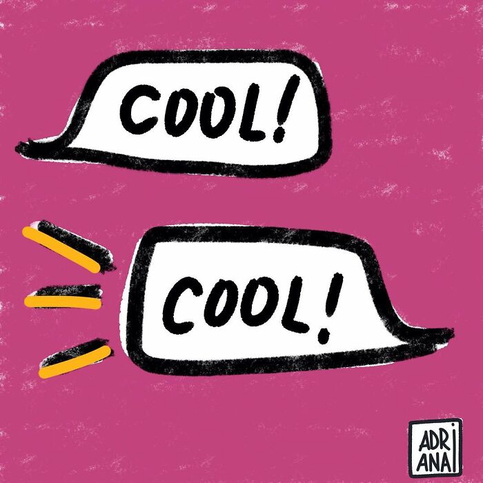 Illustration of two speech bubbles saying "COOL!" in bold text, highlighting irony in communication.