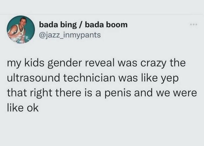 Funny meme about parenting chaos: ultrasound technician bluntly reveals baby's gender.