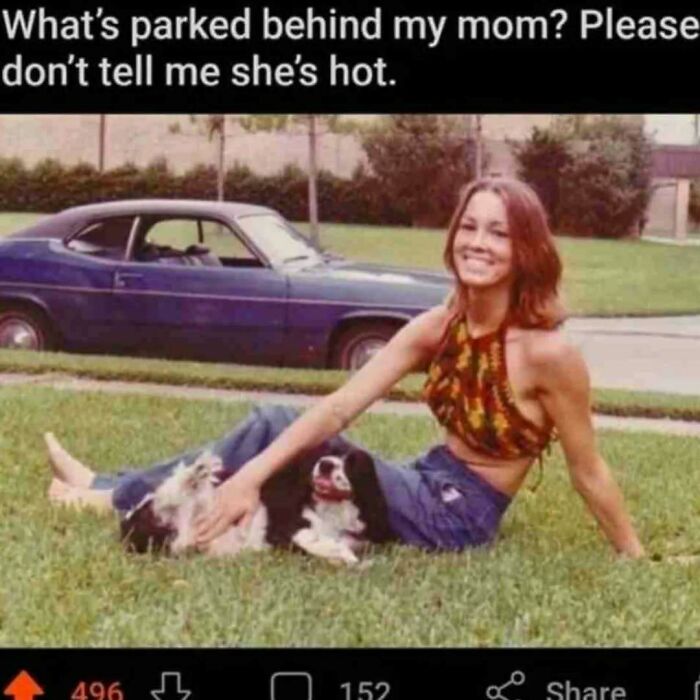 Woman in a park with a dog, vintage car in background, humorous text overlay. Worst Funny Fails featured image.