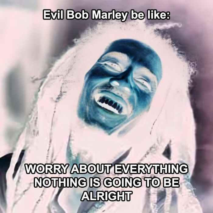 Inverted meme image of a person with dreadlocks, captioned about worrying, from a mental health memes page.