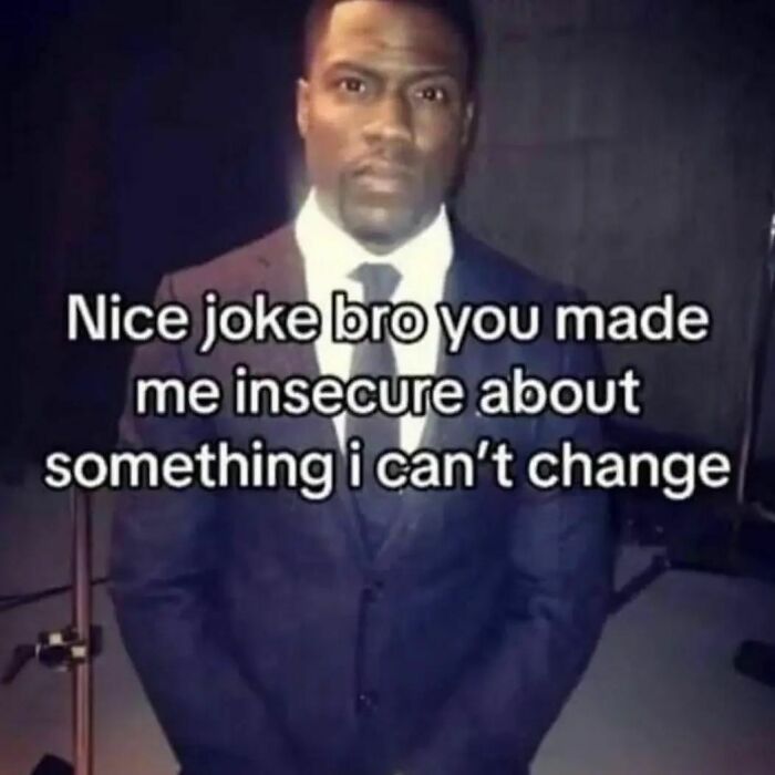 A man in a suit with a mental health meme text about insecurity.