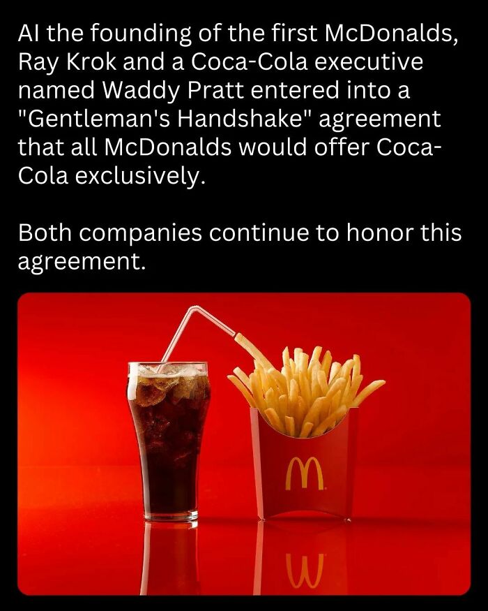 McDonald's fries and Coca-Cola glass against red background, honoring historical agreement between the two companies.