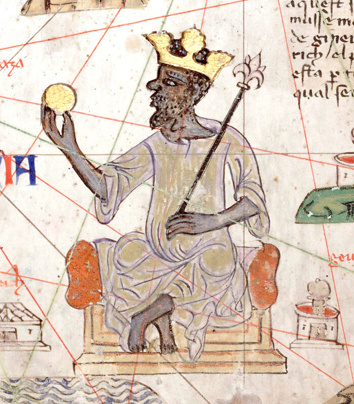 Historical illustration of a crowned figure holding a gold coin, signifying influential moments in history.