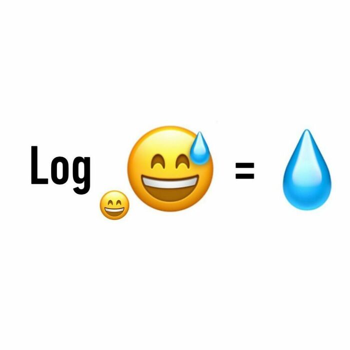 Funny science memes with logarithm equation using emojis.