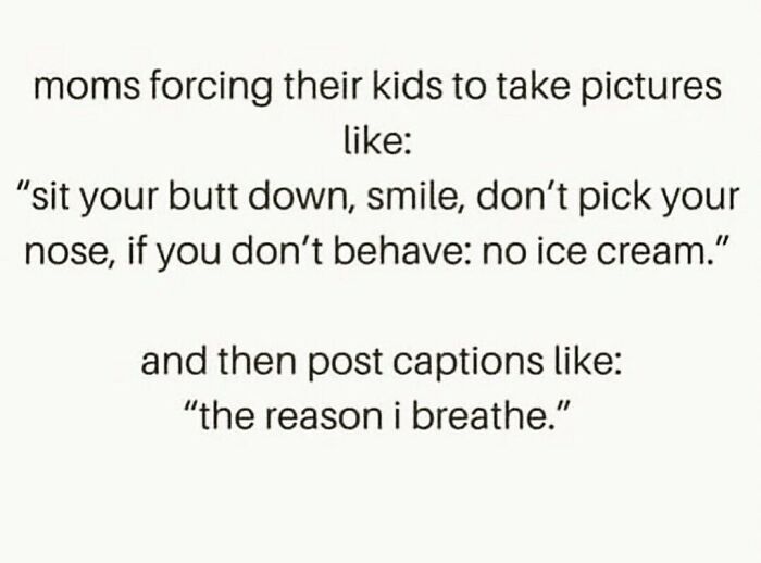 Meme about parents prompting kids for photos with humorous captions.