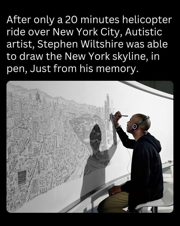 Artist drawing New York skyline from memory, showcasing interesting facts and curiosities during the holiday season.