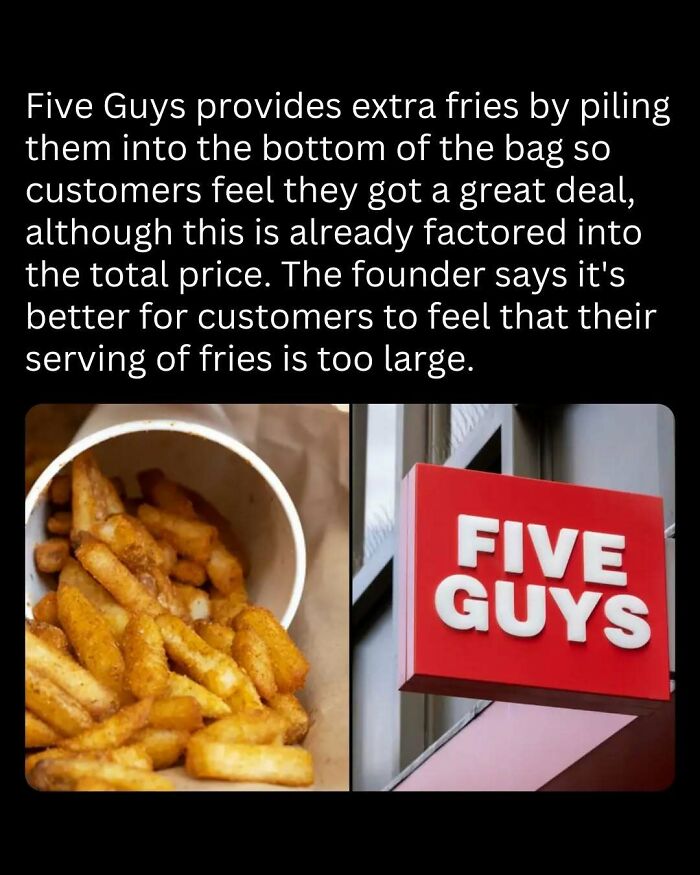 Five Guys fries packed into a cup next to their restaurant sign, highlighting an interesting holiday season curiosity.