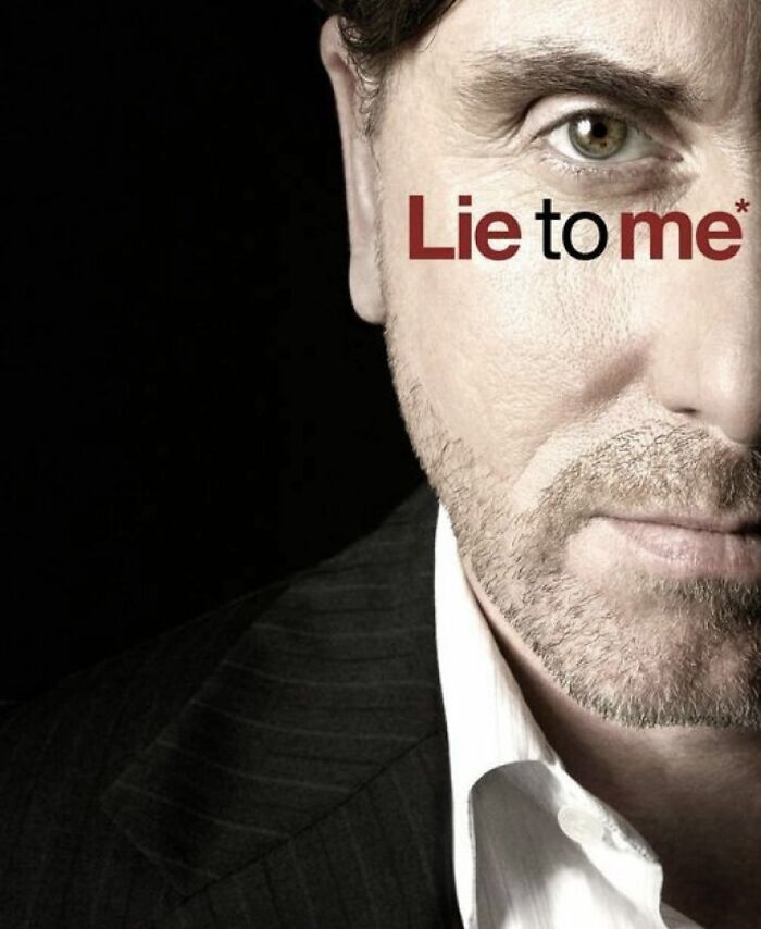 Close-up of a man on "Lie to Me" poster, related to canceled TV shows.