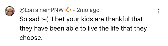 Screenshot of a comment discussing Scientology, mentioning kids now living freely.