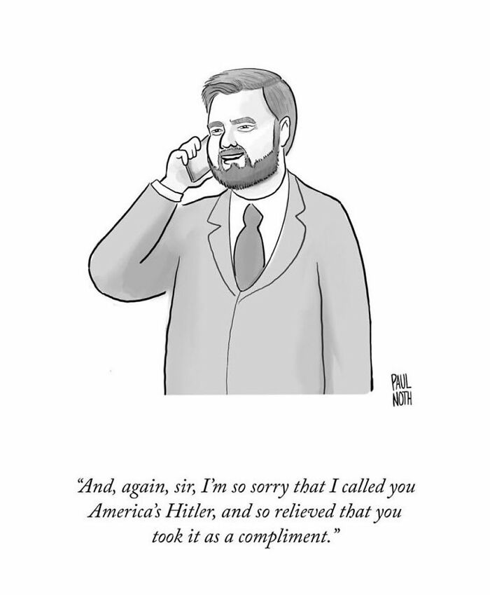 A man in a suit on the phone in a humorous one-panel comic by The New Yorker cartoonist Paul Noth.