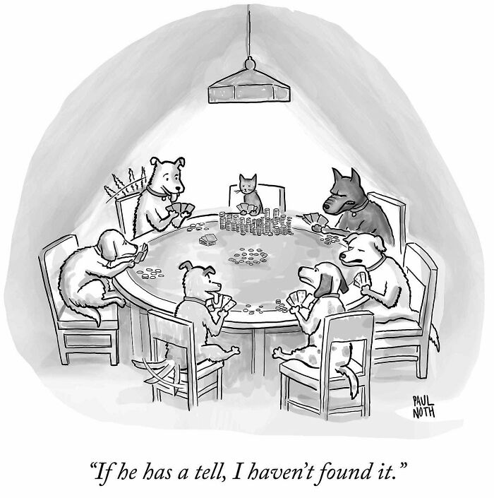 Poker game with animals, featuring hilarious art by New Yorker cartoonist Paul Noth.