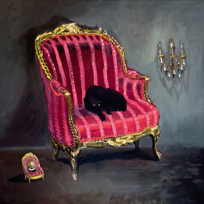 Paintings Of Cats That Are A Slightly Unhinged Mashup Of Humor, Grandeur, And Chaos, By Vanessa Stockard