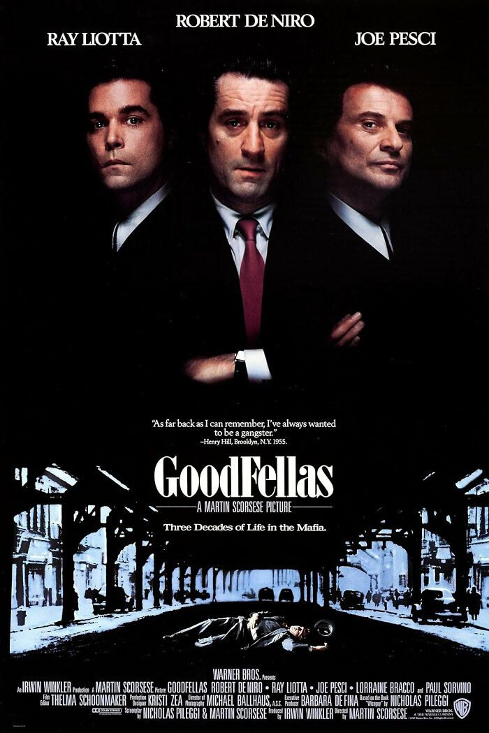 Goodfellas movie poster featuring Robert De Niro, highlighting an IMDb top movie classified as a cinematic masterpiece.