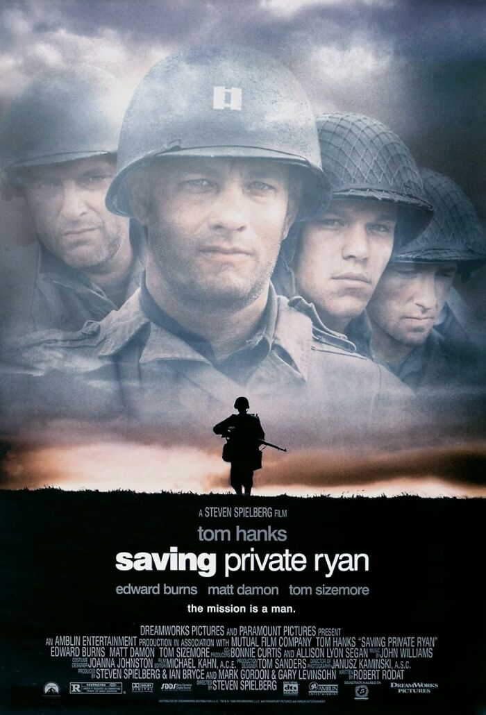 Saving Private Ryan poster featuring soldiers, highlighting a top IMDb movie.