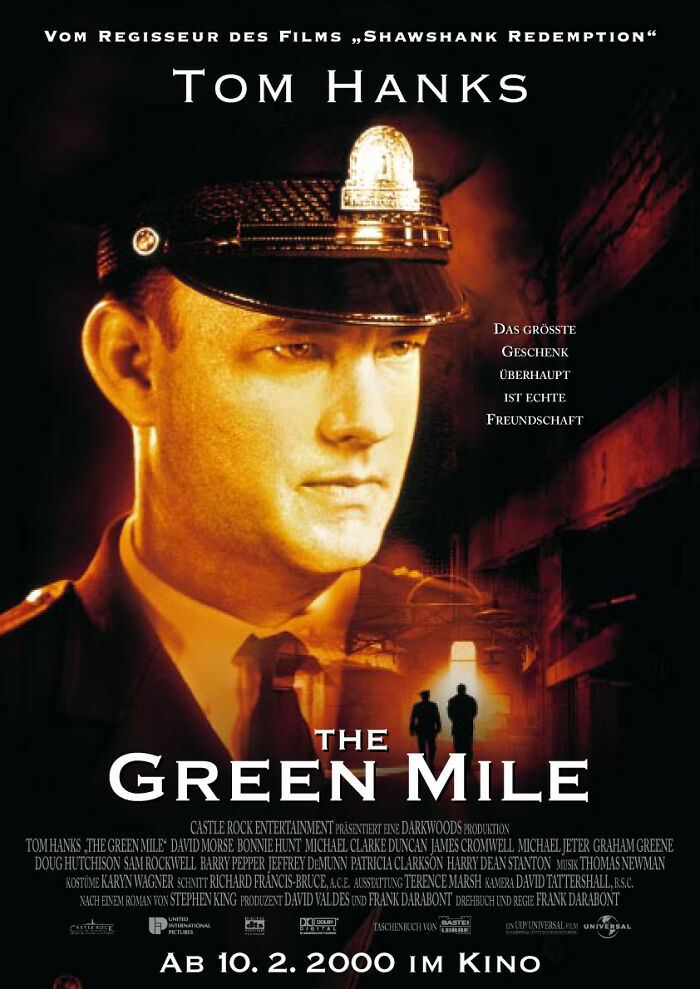 Movie poster for "The Green Mile" featuring Tom Hanks, highlighting a top cinematic masterpiece.