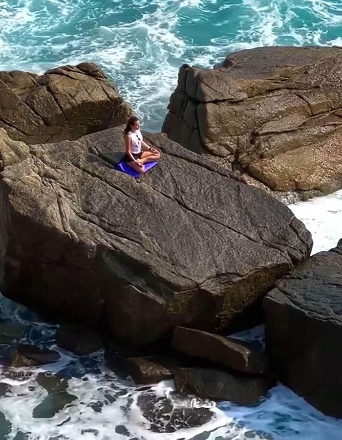 Actress Tragically Swept Away By Giant Wave While Meditating On Yoga Mat On Cliffside Beauty Spot