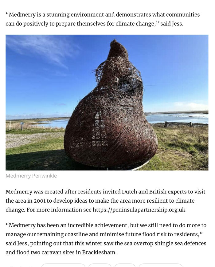 I Collected All The Articles That Wrote About Periwinkle Sculpture At Medmerry Nature Reserve