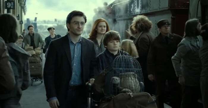 Harry Potter, Ginny Weasley and Albus Severus Potter from "Harry Potter and the Deathly Hallows: Part 2"