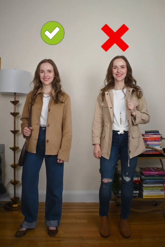 Photo of two women wearing casual outfits; left approved, right disapproved, highlighting Gen Z expectations.