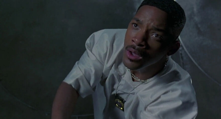 Actor Will Smith in a dramatic scene, wearing a white shirt, illustrating the concept of actors who always play themselves.