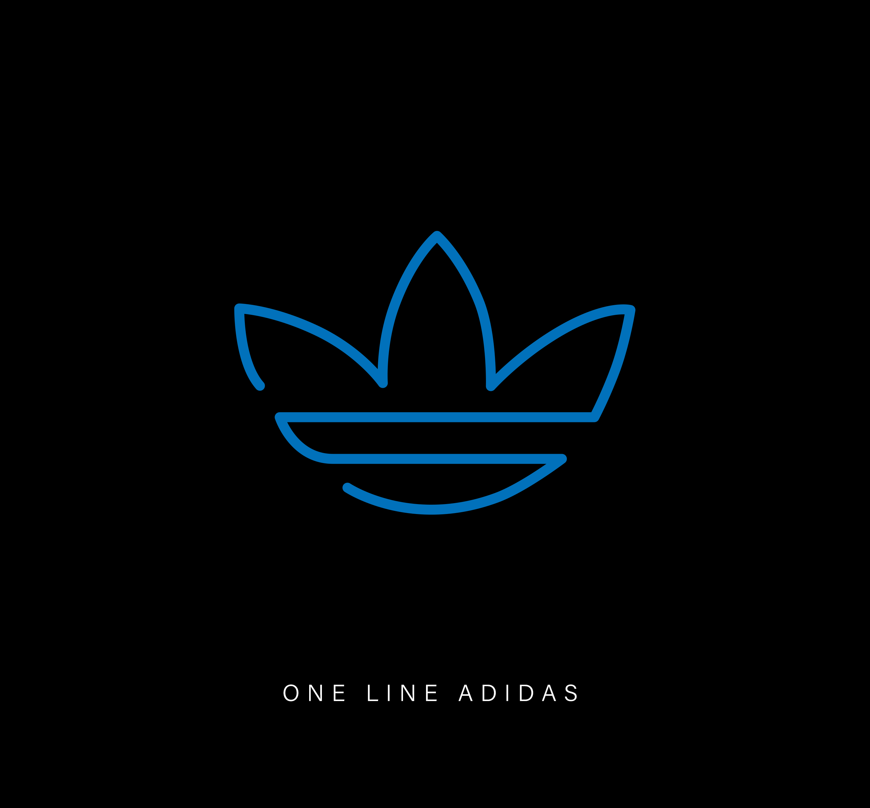 One-line drawing of the Adidas logo.