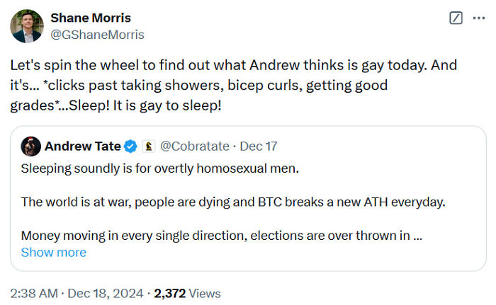 Andrew Tate Brutally Roasted For Declaring Sleeping Well Is “Gay”—The Takedowns Are Satisfying