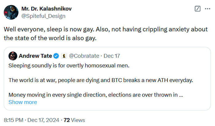 Andrew Tate Brutally Roasted For Declaring Sleeping Well Is “Gay”—The Takedowns Are Satisfying