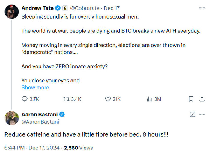 Andrew Tate Brutally Roasted For Declaring Sleeping Well Is “Gay”—The Takedowns Are Satisfying