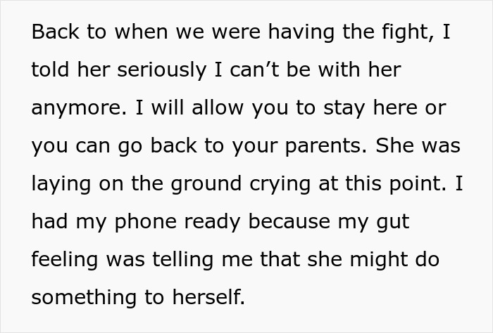 Text describing a tense confrontation related to girlfriend baby drama.