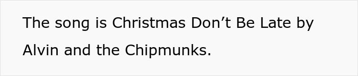 Text showing "Christmas Don't Be Late" by Alvin and the Chipmunks, highlighting a sentimental song choice debate for summer wedding.