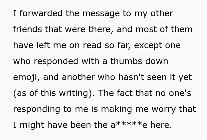 Text conversation expressing concern about response from friends after a cake-friend-birthday-party.