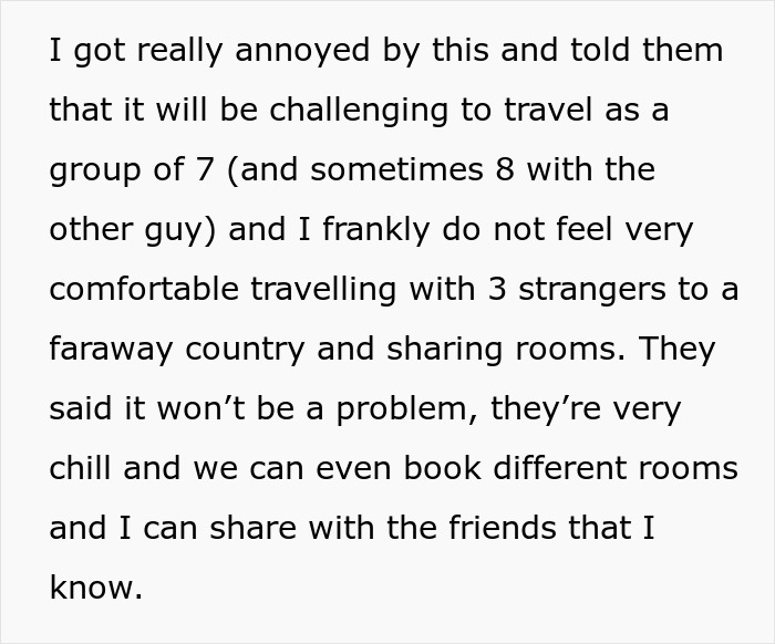 Text expressing discomfort about a Japan trip with strangers and travel challenges.