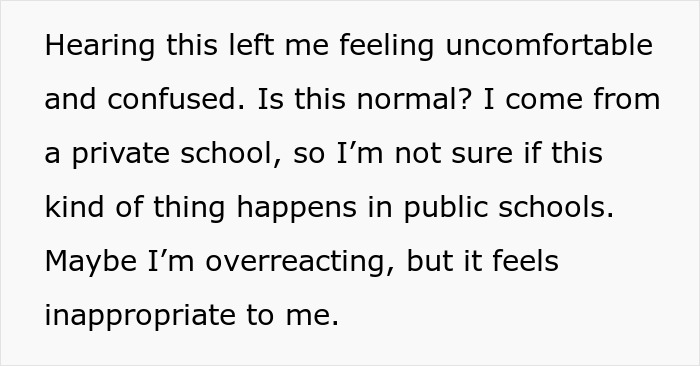 Text about feeling uncomfortable regarding teacher clocking periods in schools.