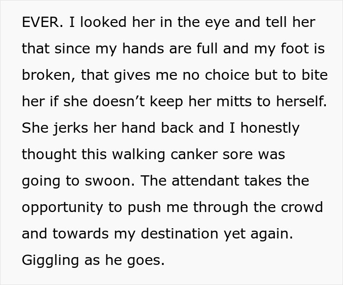 Text about a confrontation involving a woman in a wheelchair at an airport with a Karen.