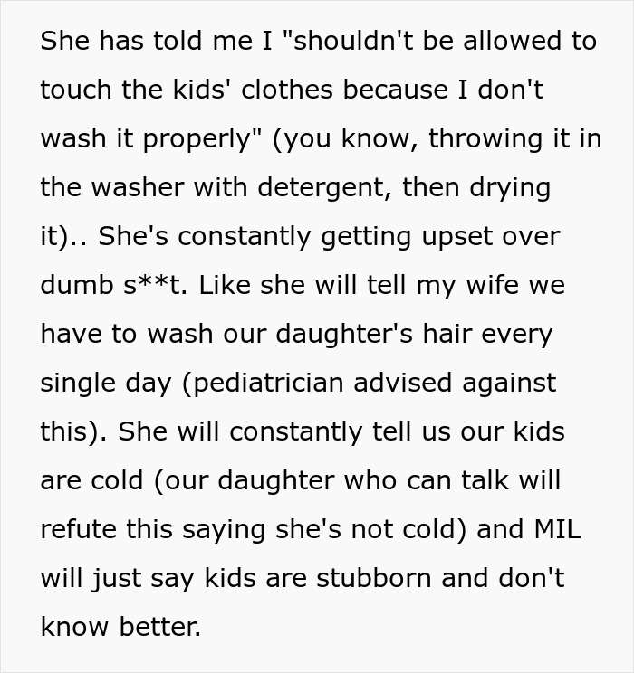 Text exchange about overbearing MIL criticizing dad on parenting skills.