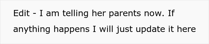 A text screenshot related to girlfriend baby drama, mentioning informing her parents and updating if anything changes.