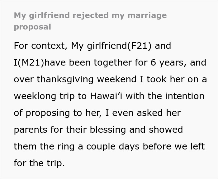 Couple Break Up After GF Rejects Proposal As It Was Not "Trendy" Enough